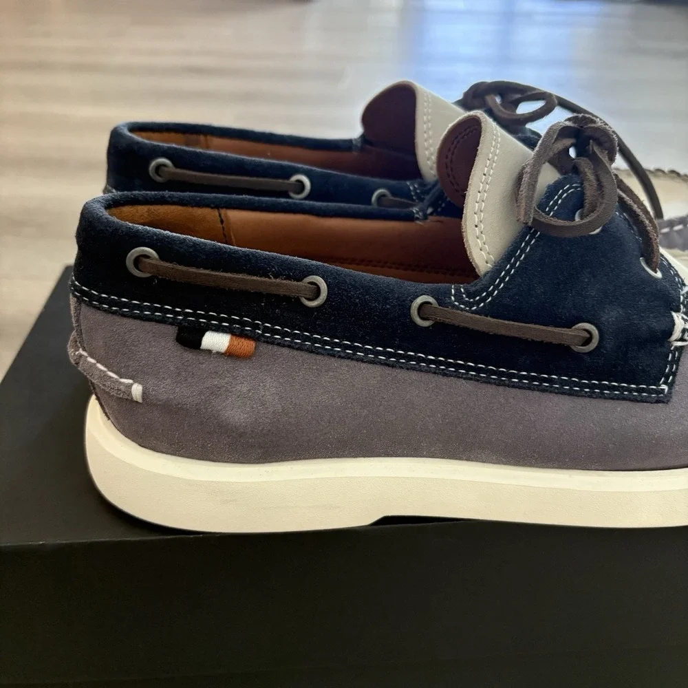 Allen Edmonds Panama Men's Size 8 D Boat Shoes Blue Gray Mix Natural Leather NEW